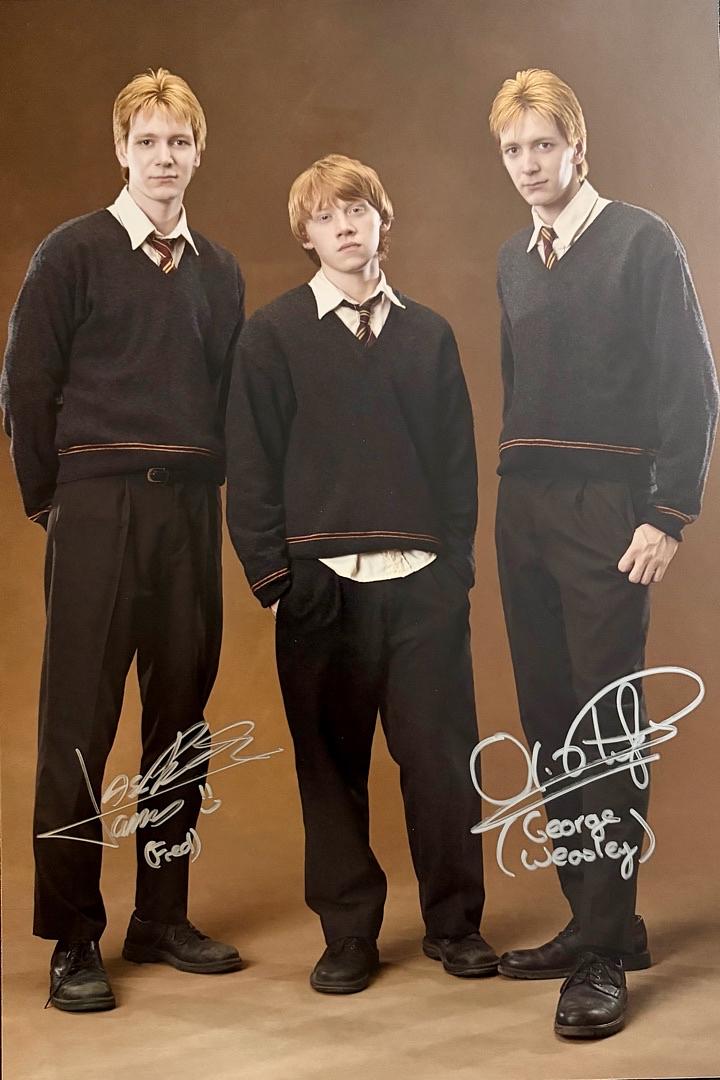James & Oliver Phelps signed 11x16 w/character names (Harry Potter) - SWAU COA